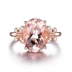 Silver 925 Rings For Women Butterfly Morganite Pink Diamond Rings 18K Rose Gold Plated Diamond Rings Colorful Jewelry