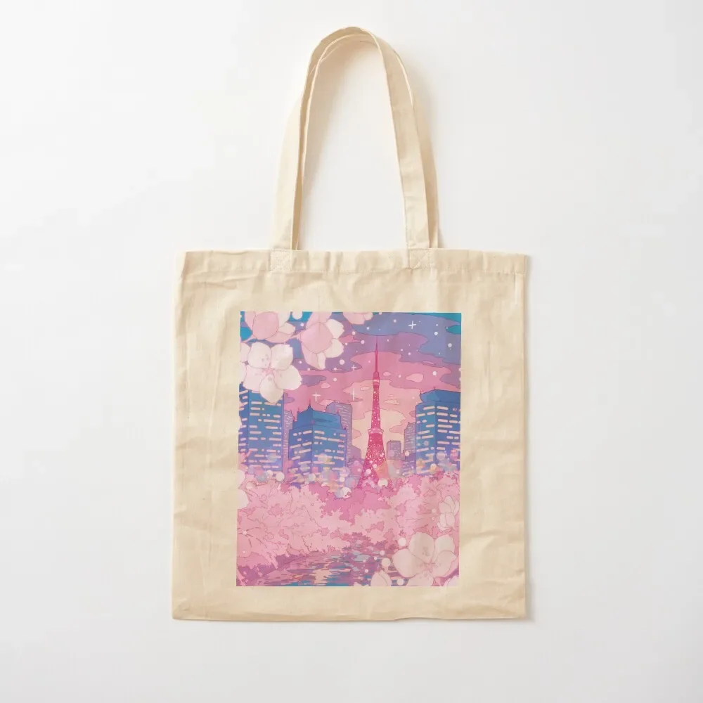 

The evening Tokyo lake view Tote Bag Canvas shopper bag women custom fabric bag for beach