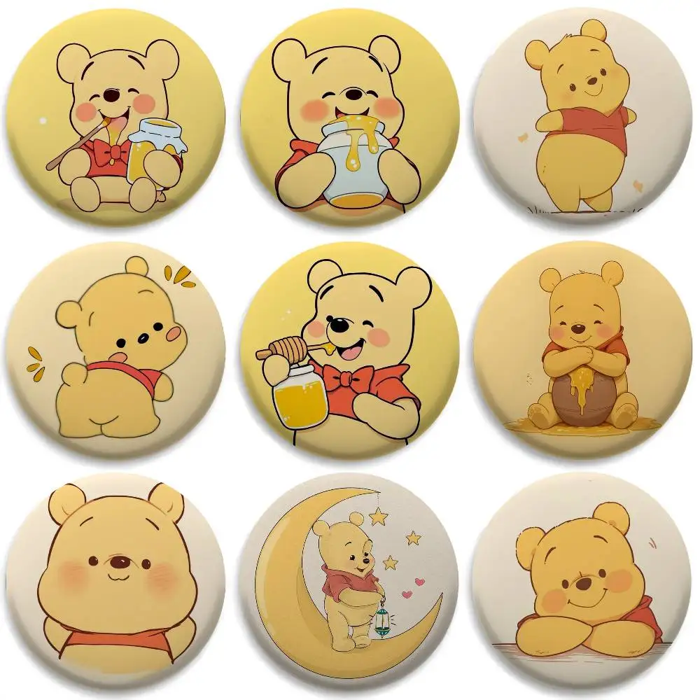 

Winnie The Pooh Cute Bear Badges Round Exquisite Badge Brooches Creative Pins For Clothes Hat Backpack Gift Accessories