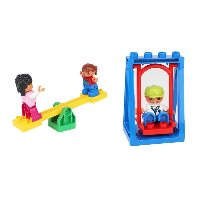 Big Building Blocks Playground Spin Parts Educational Creative Slide Swing Ladde Seesaw Compatible Bricks Children Toy Kid Gifts