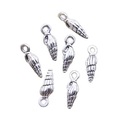 30pcs Charms Lovely Conch Shell 14x5mm Antique Silver Color Pendants Making DIY Handmade Tibetan Finding Jewelry