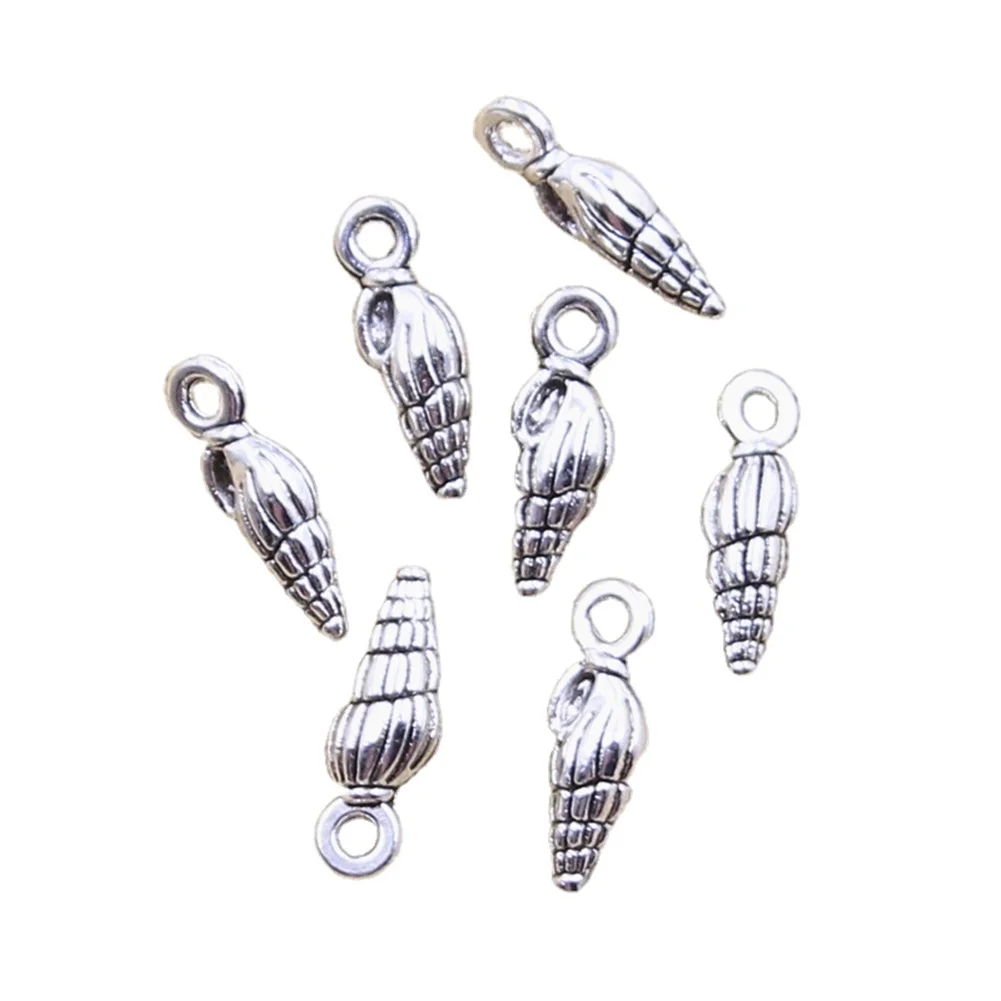 30 sztuk Charms piękna muszla 14x5mm antyczne srebro kolorowe wisiorki dokonywanie DIY Handmade tybetański znalezienie biżuterii