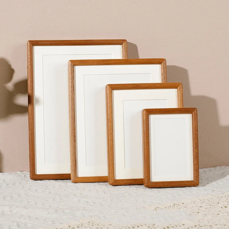 Solid Wood Sapele Round Corner Photo Frame Family Tabletop Display Available in 6, 7, 8, 10 Inch Sizes  Picture Frame Home Décor