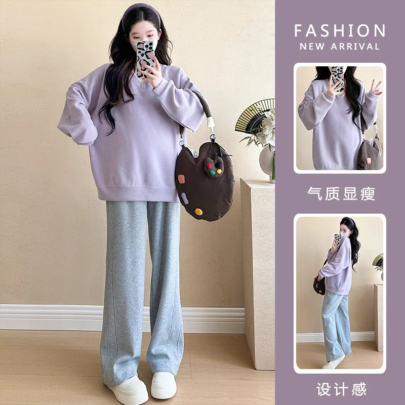 Spring Autumn Maternity Cotton Clothes Solid Color V-neck T-shirts Pregnant Women Long Sleeve Hoodie Maternity Loose Casual Tops