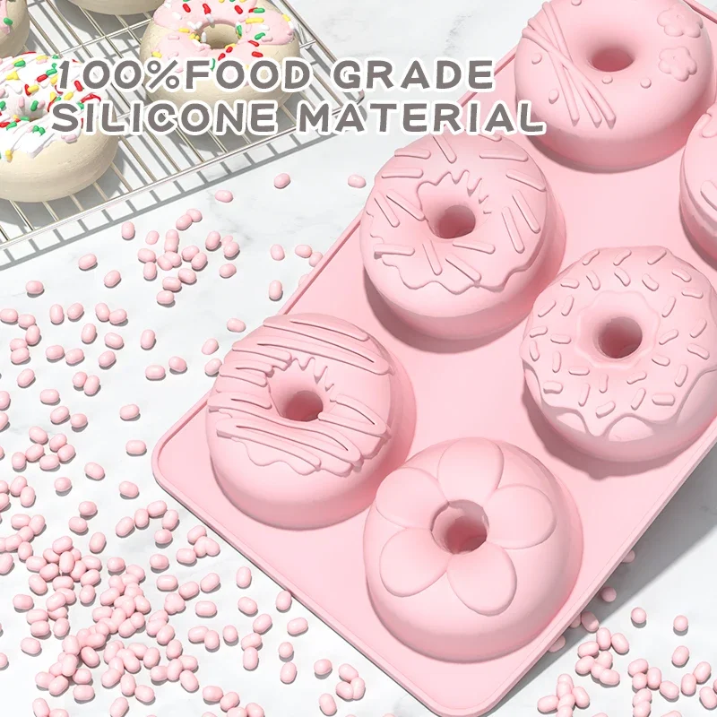 6 Hole Silicone Donut Cake Mold For Candy Chocolate Fondant Easy Release DIY Dessert Bakeware Party Decoration Kitchen Tools