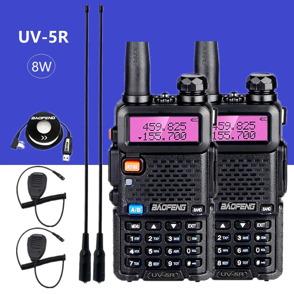 

2pcs Powerful Walkie Talkie uv 5r Baofeng uv5r 8w CB Radio Scanner hf Transceiver vhf uhf Ham Radio Stations for Hunting UV-5R