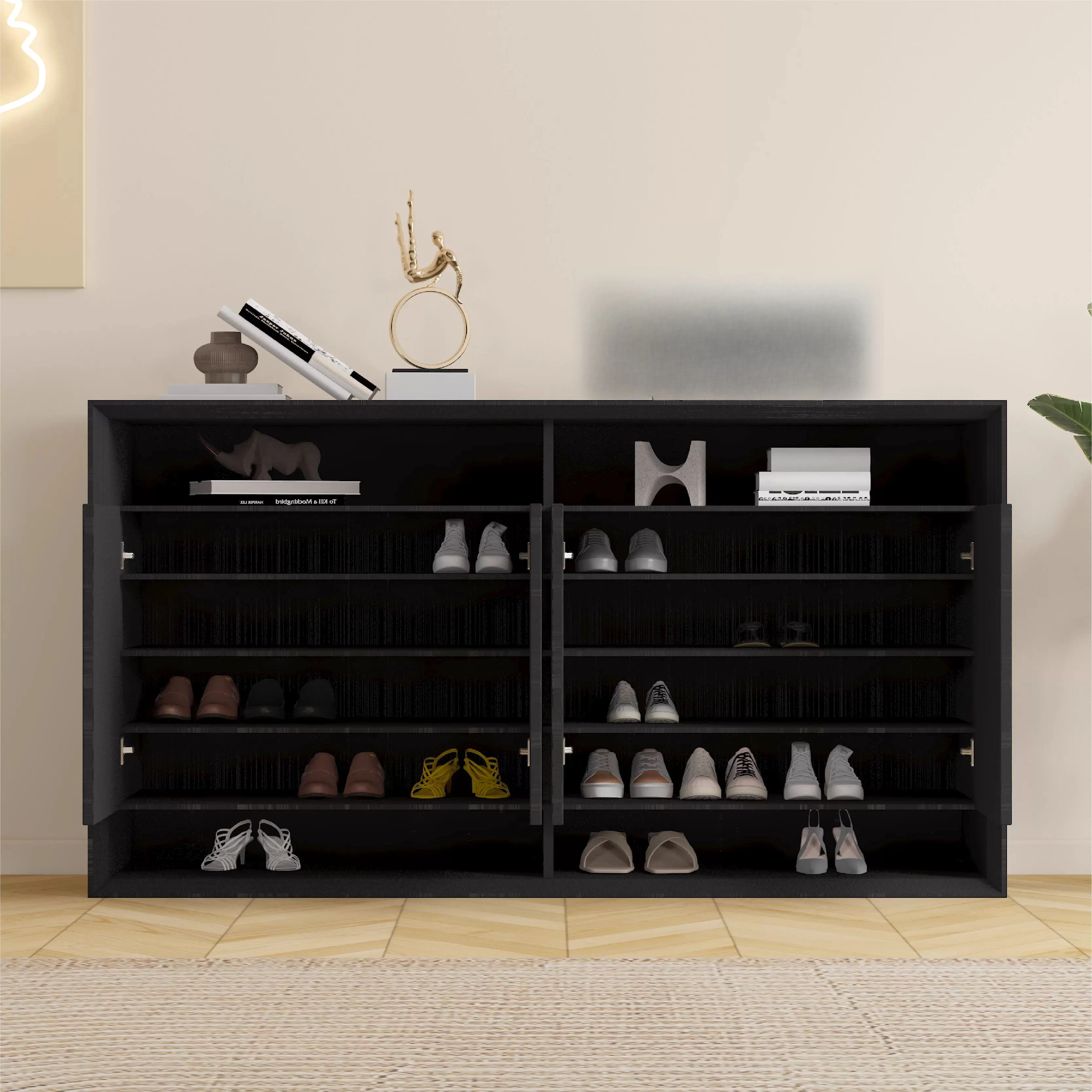 LMM household door shoe cabinet integrated indoor living room solid wood shoe cabinet
