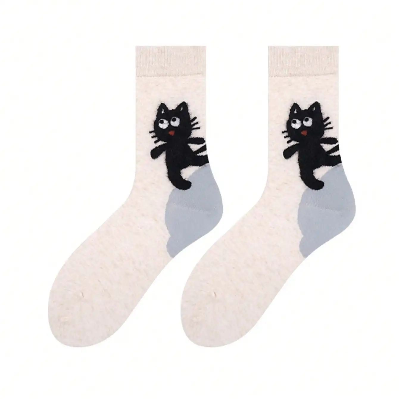 زوج واحد من جوارب الكاحل النسائية اللطيفة على شكل قطة قابلة للتنفس ومثالية للأزياء اليومية