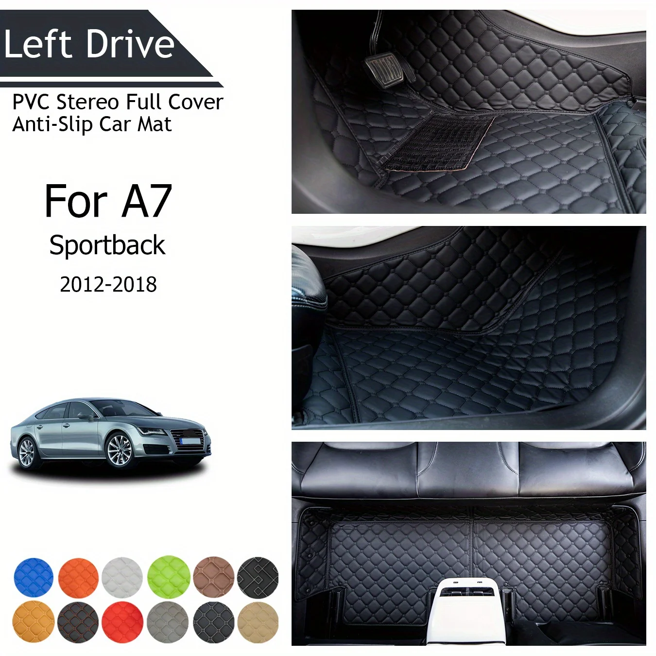 【LHD】For Audi For A7 Sportback 2012-2018 Three Layer PVC Stereo Full Cover Anti-Slip Car Mat Car Floor Mats Car Accessories