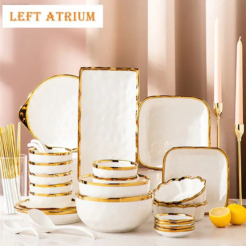 

1pcs White Ceramic Plate Phnom Penh Tableware Salad Soup Bowl Food Dinner Dishes Wedding Decoration Dinnerware Household Kitchen