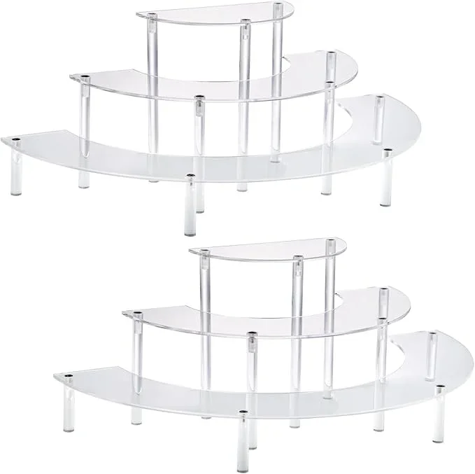 3 Tier Clear Cupcake Perfume Stand Organizer Half Moon Dessert Stand for Display, Food, Amiibo Funko Funko POP Figure