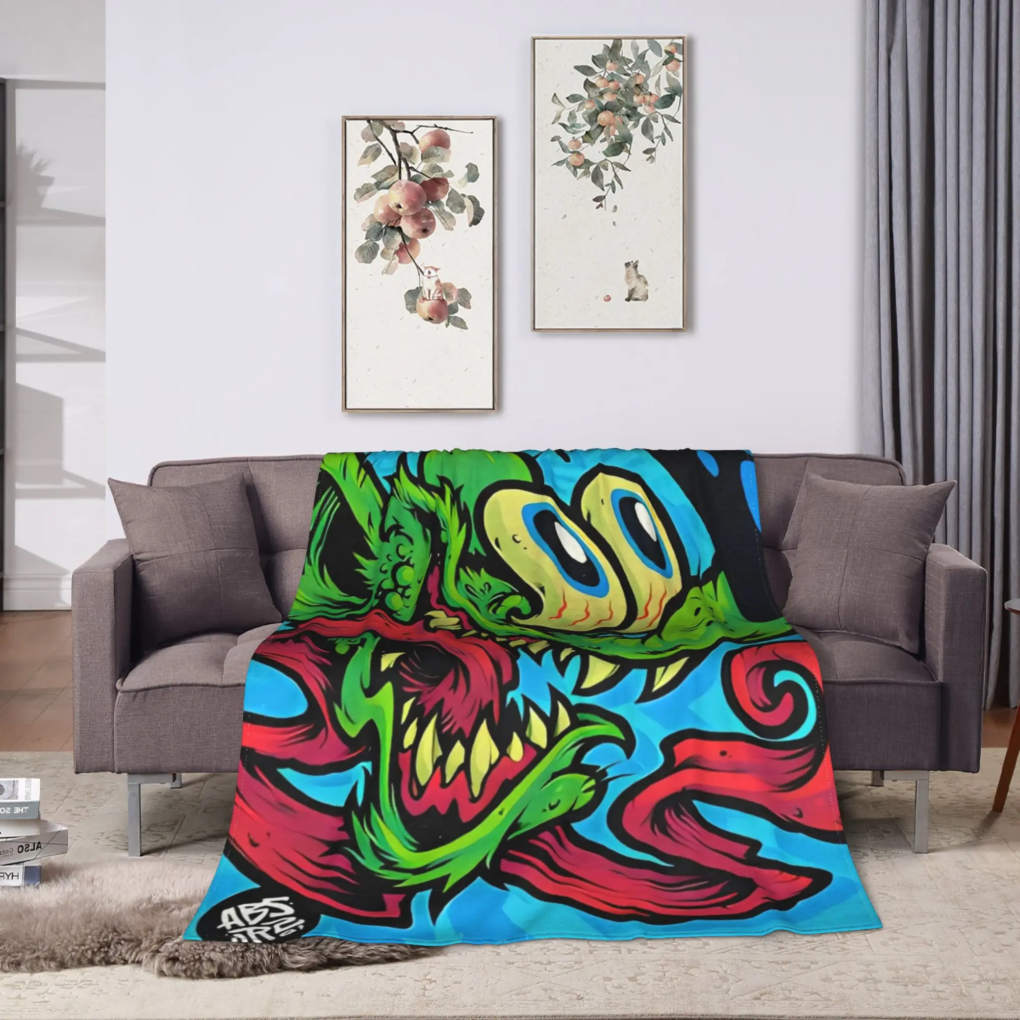 Custom Anime Cartoon Rat Fink Blanket  Camping Flannel Bedding Throws For Couch Bed Super Soft Bedspread Birthday Present