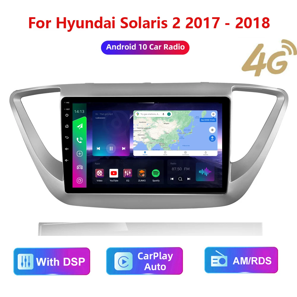 

Автомагнитола 2 DIN для Hyundai Solaris 2 2017-2018, мультимедийный стерео-радиоприемник на Android, видео, GPS, Carplay, 4G, AM/RDS/DSP