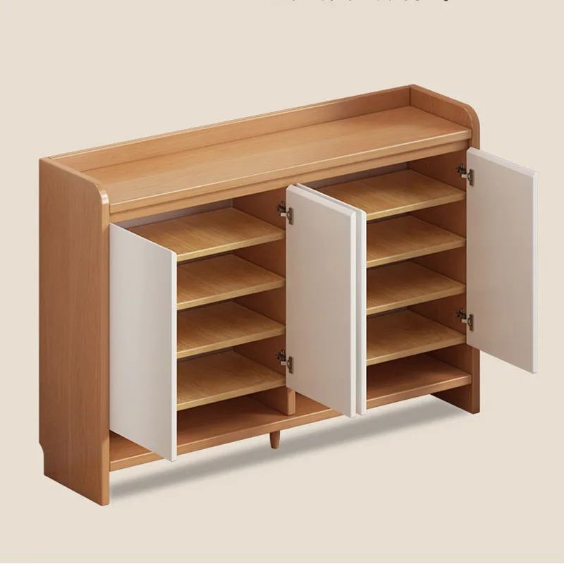 Luxury Box Shoe Cabinet Organizer Mobile Storage Living Room Wooden Display Shoe Shelf Slippers Zapatero Shoemakers Furniture
