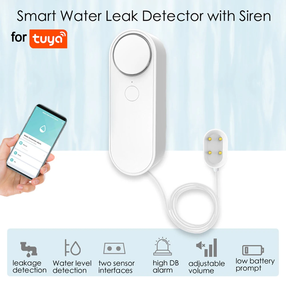 

WiFi Water Level Sensor Leak Alarm Detector Smart Life Security Sound Alarm Overflow Flood Leakage Sensor Remote Monitor