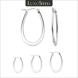 LUXUSTEEL Stainless Steel Large Flat U Shape Hoop Earrings For Women Geometric Big Circle Earrings Punk Ear Jewlery Gifts 2023