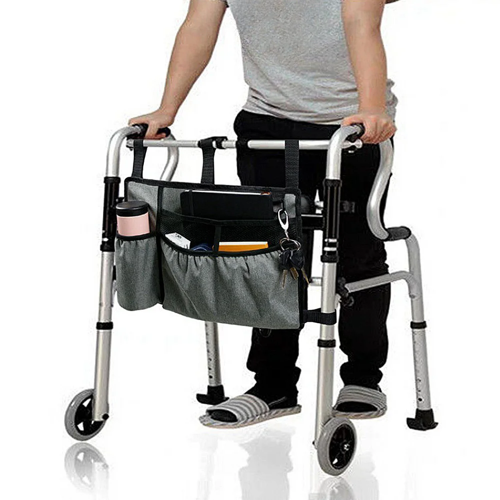 

Walker Bag with Cup Holder Rollator Organizer Multi-Pockets Electric Wheelchair Bag for Adult Folding Walkers