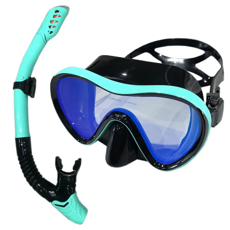 

Snorkel and mask Set Scuba Diving Mask Tempered Glass Snorkel Adult Goggles For Swimming Anti Fog HD