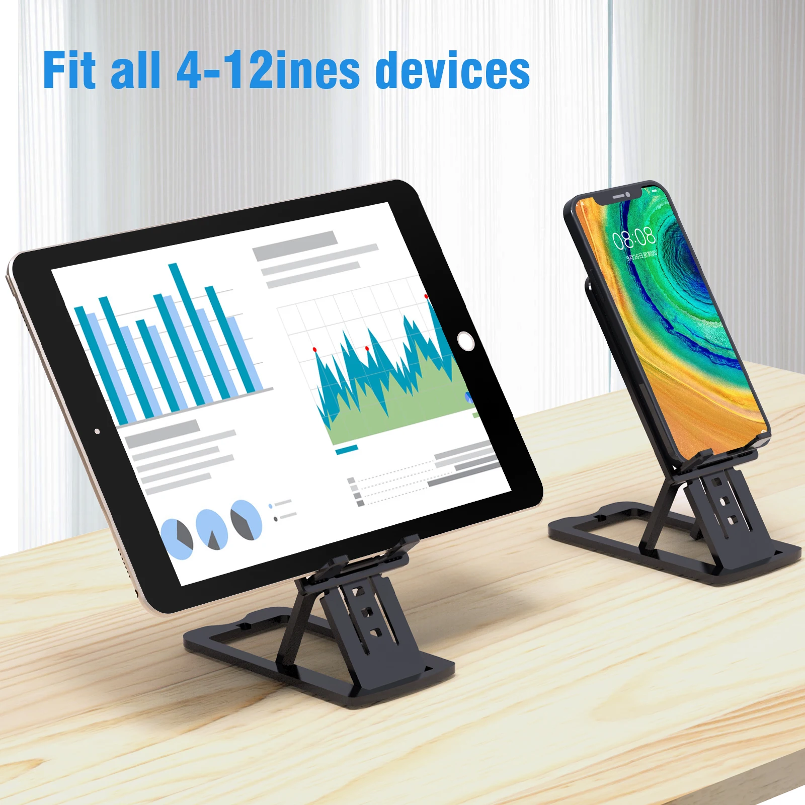 Adjustable Phone Stand Desktop Phone Holder Dock with Non-Slip Pad Compatible Smartphones and Tablets