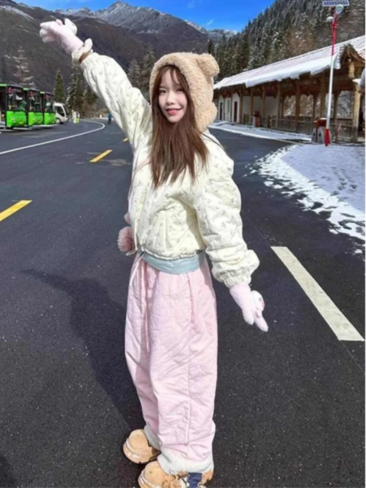 

Американские утепленные хлопковые брюки Sle Dopane для женщин, зимняя верхняя одежда, утолщенные, морозостойкие, прямые брюки, для северо-востока страны