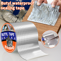 ﻿ Aluminum Foil Thicken Butyl Tape Waterproof Tape High Temperature Resistance Wall Pool Roof Crack Repair Sealed Self Tape