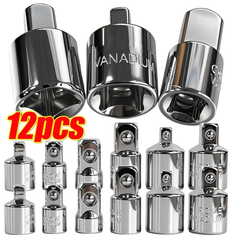 

6pcs Sockets Set 1/4 Adapter 3/8 Adapter At 1/2 Tools For Mechanic Ratchet Wrench Stainless Steel Converter Sleeve Head