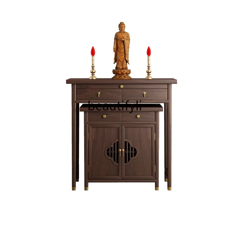 New style Prayer Altar Table  Solid Wood Household Altar Incense Burner Table Simple Avalokitesvara Buddha  God of Wealth Table