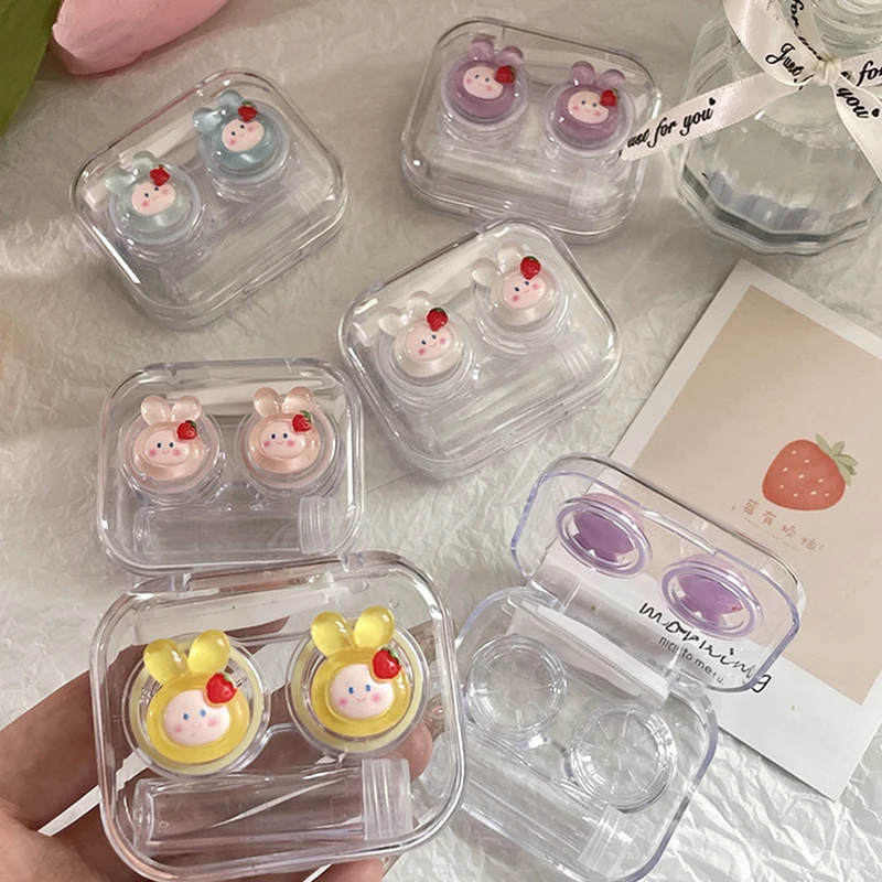 No Need To Screw Cap With Rubber Ring Cute Cartoon All-In-One Three-Dimensional Decoration Contact Lens Companion Box