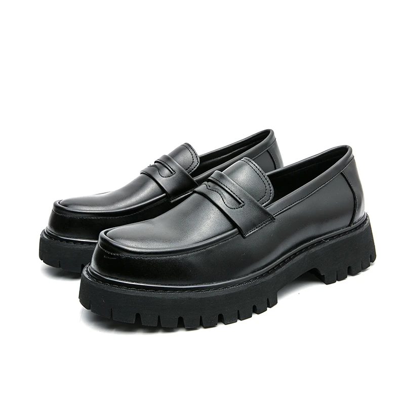 Luxury Brand Thick Soled Business Formal Leather Shoes for Men Loafers Tassel Design Round Toe Casual Men's Shoes Wedding Shoes