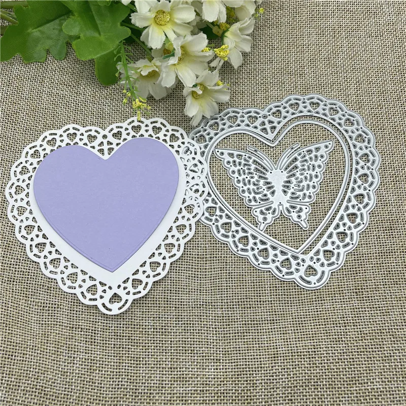 Heart Butterfly Set Metal cutting dies  mold Round hole label tag Scrapbook paper craft knife mould blade punch stencils dies