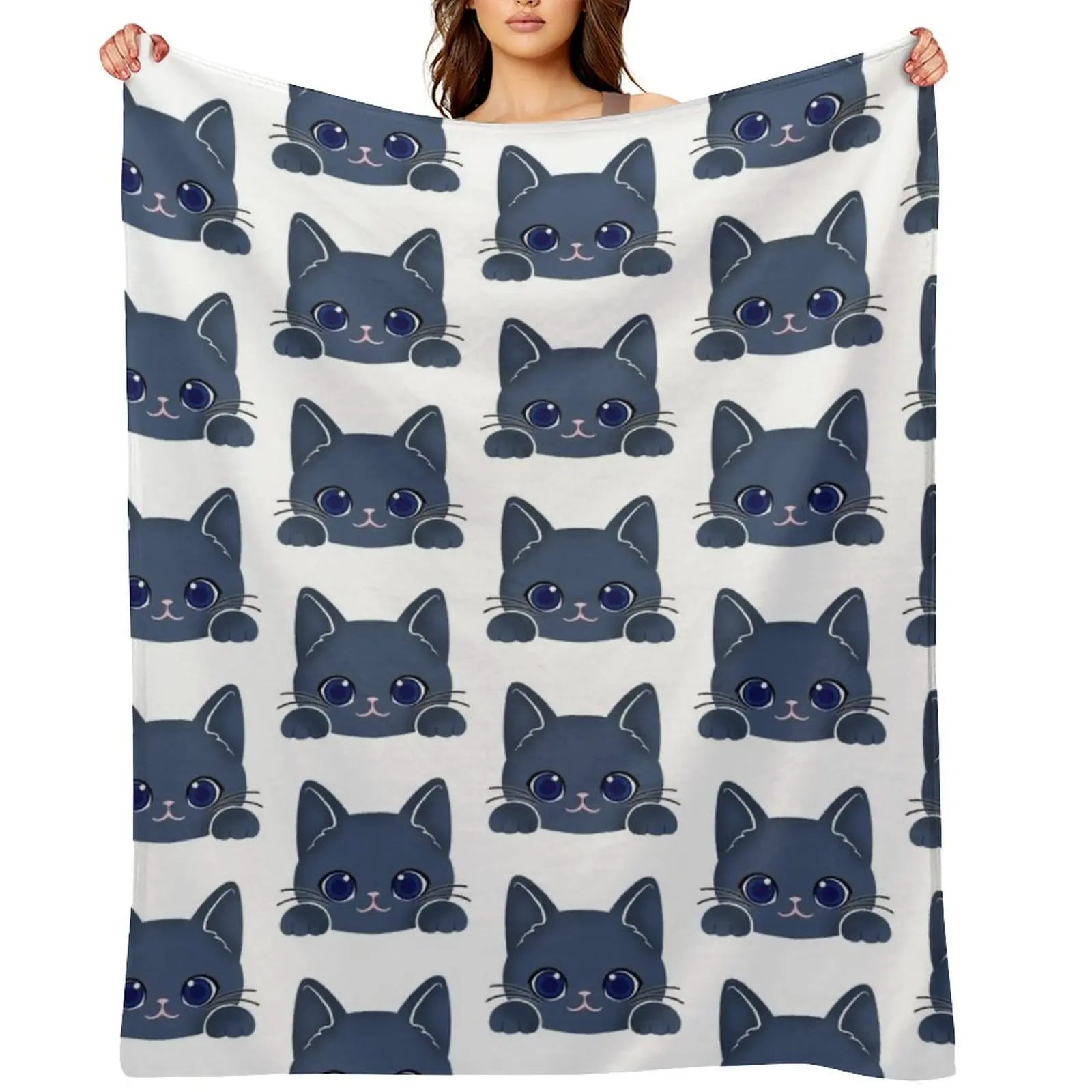 

Russian Blue Cat Throw Blanket Blankets For Baby Decorative Beds Custom valentine gift ideas Blankets