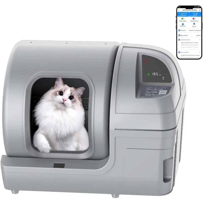 

Automatic Cat Litter Box Self Cleaning Extra Large Cat Litter Box with APP Control Odor Removal Litter Box