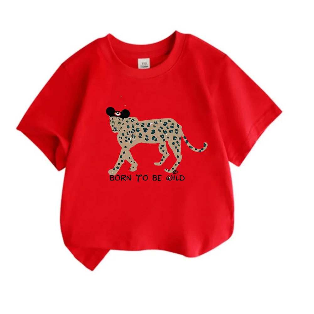 تي شيرت مملكة الحيوانات للأطفال ولد ليكون بري تي شيرت ديزني ملابس العطلات ديزني للأولاد والبنات تي شيرت ديزني القطني الأسد