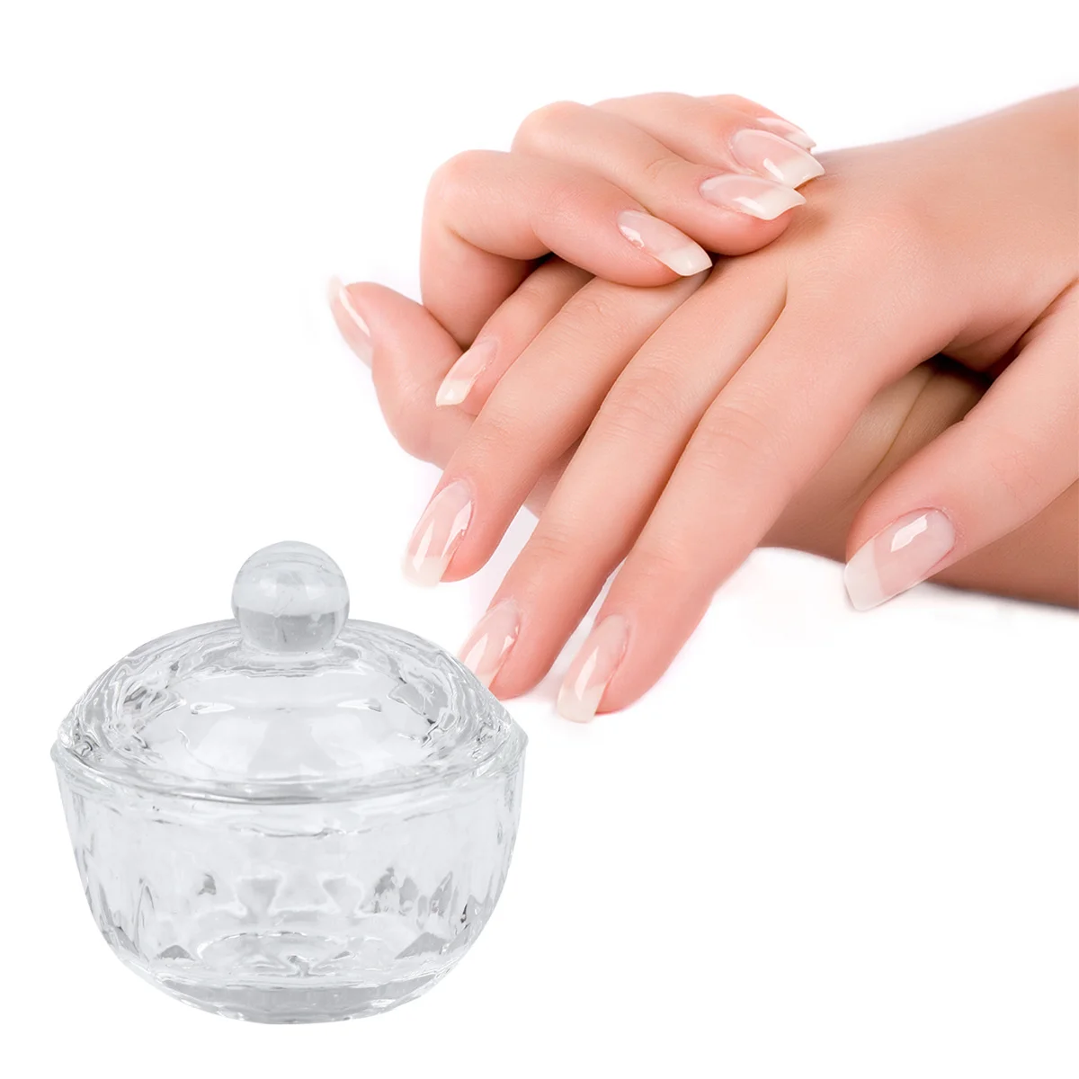 

2Pcs Nail Glass Cup Mini Crystal Acrylic Liquid Container Transparent Dustproof Lid Small Tiny Cup for Nail Art Salon Home Use