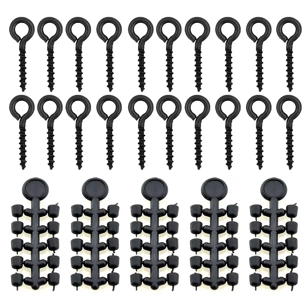 Hirisi 50 stuks rubberen kralen voor karper vishaak karpervissen accessoires vishaak stopper 20 stuks vissen boilie schroef chod rigs
