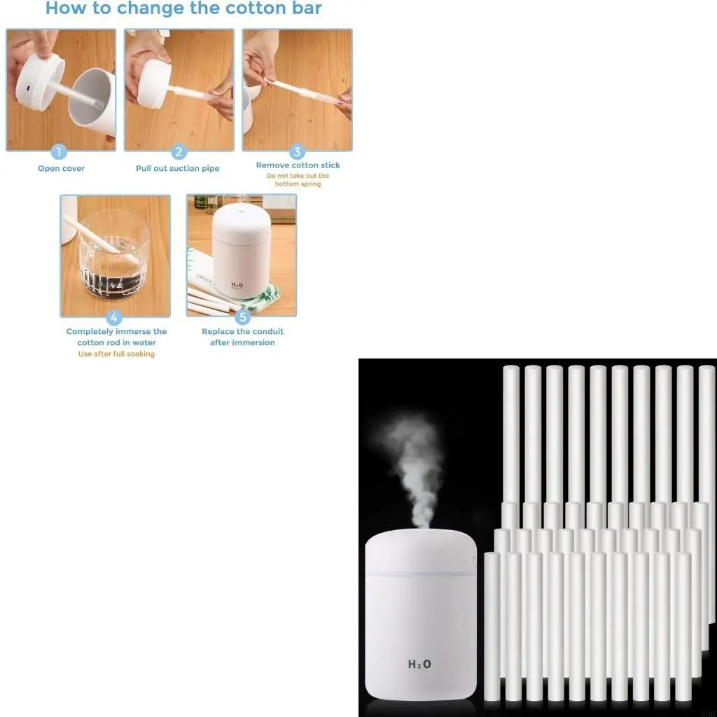 

J1HF 40pcs High Absorption Humidifier Sticks for Diffusers Cotton Refills Wicks Parts