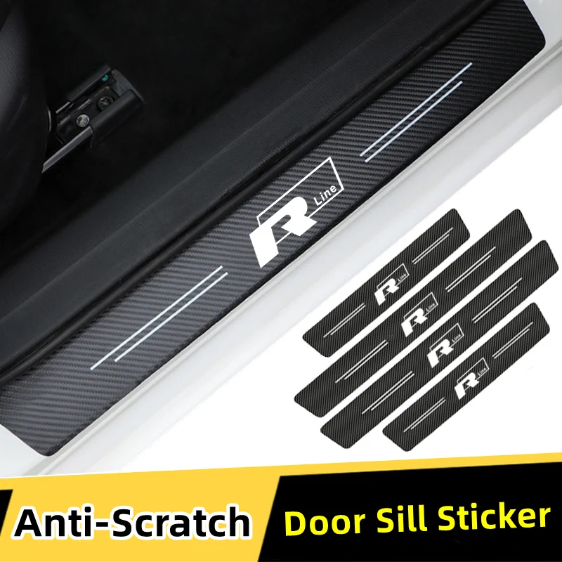 Car Threshold Door Sill Stickers Trunk Bumper Scratch Strips for Volkswagen VW Rline R Line Polo Touran Tiguan Jetta Golf Passat