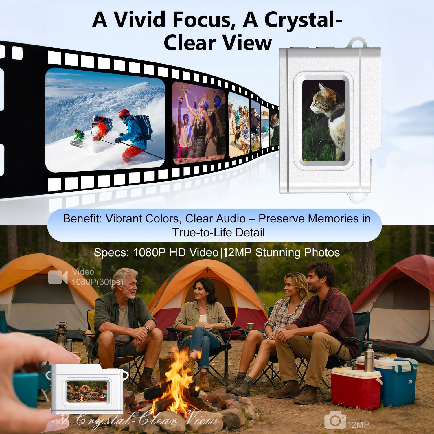 كاميرا للأطفال مع كاميرات أمامية وخلفية مزدوجة بدقة 48 ميجابكسل 1080 بكسل عالية الدقة كاميرات أمامية وخلفية مزدوجة، خمس ألعاب تعليمية لعيد الميلاد، مرحبا