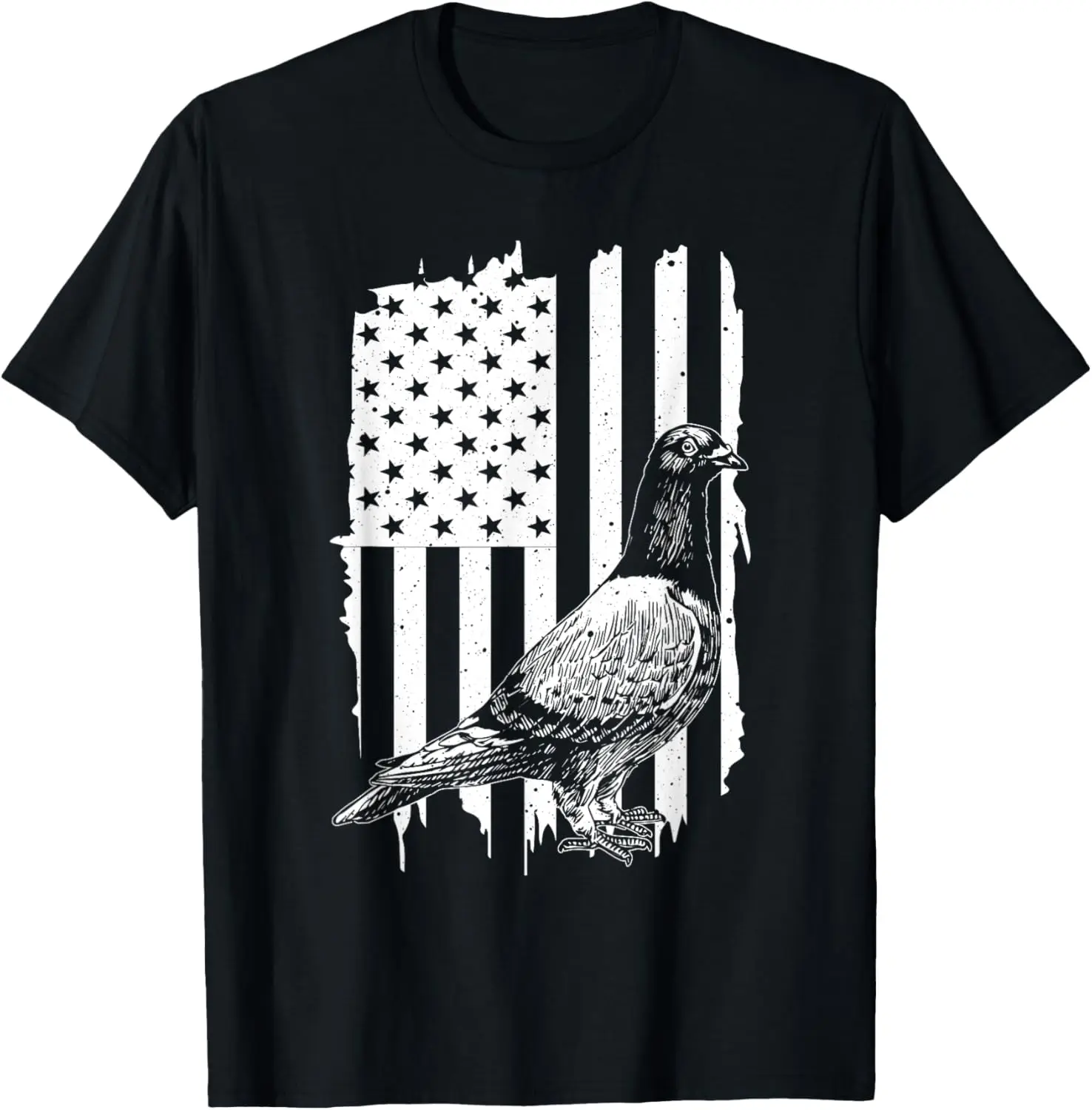 Cool Pigeon Design Men Women Patriotic US Flag Pigeon Lovers T-Shirt