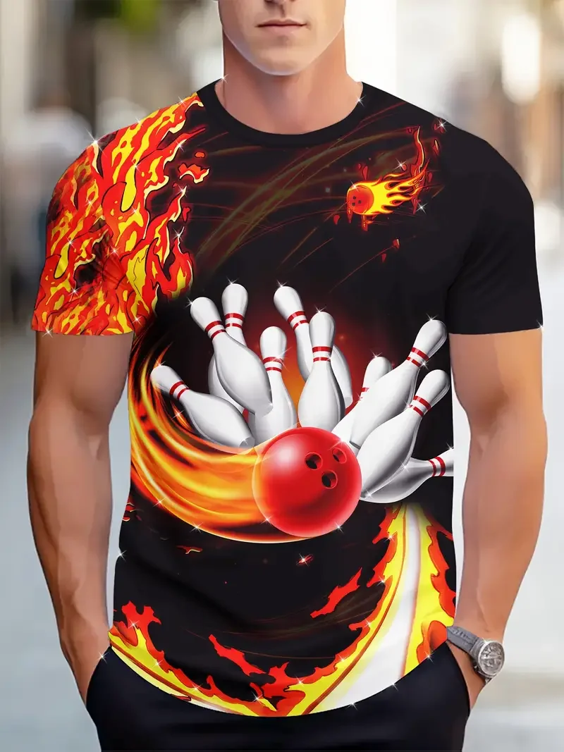 

New 3D Printed T Shirt For Man Bowling Jersey Summer Causal Short Sleeve Tops Oversized Streetwear Men's Clothing Graphic Tees