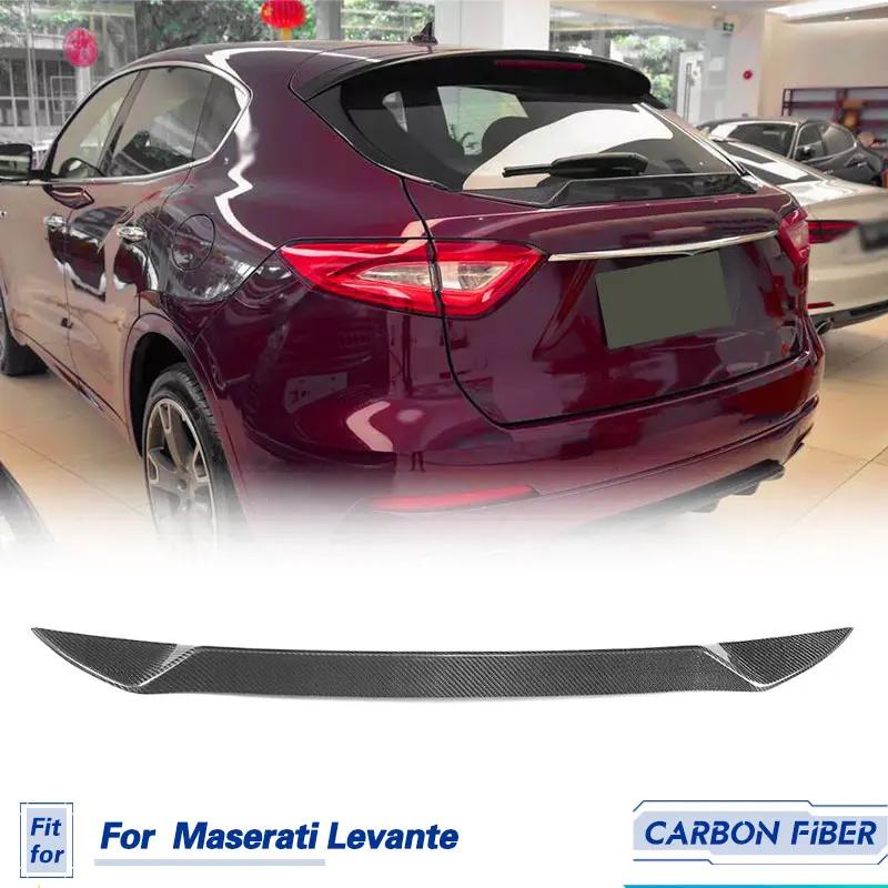 Car Rear Trunk Middle Spoiler Carbon Fiber for Maserati Levante S Sport Utility 4 Door 2016 2017 Rear Spoiler Boot Lid Wing Lip