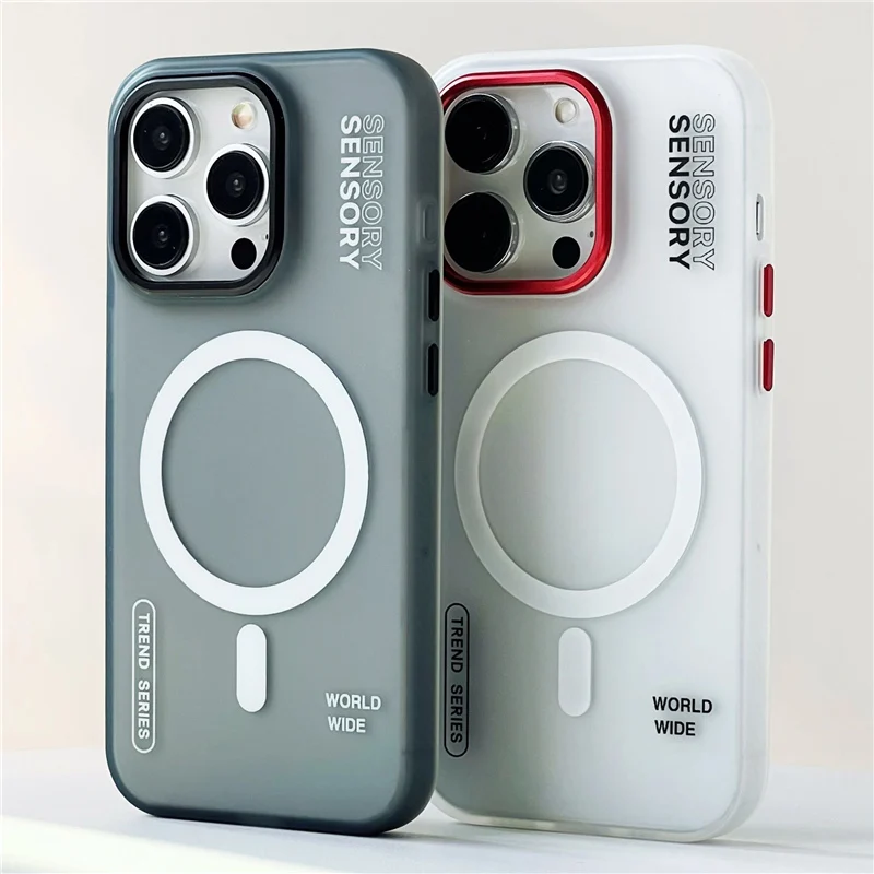 

For Magsafe Wireless Charge Cases For iPhone 16 13 12 14 15 Pro Max Matte Magnetic Trendy Shockproof Armor Case Metal Lens Cover
