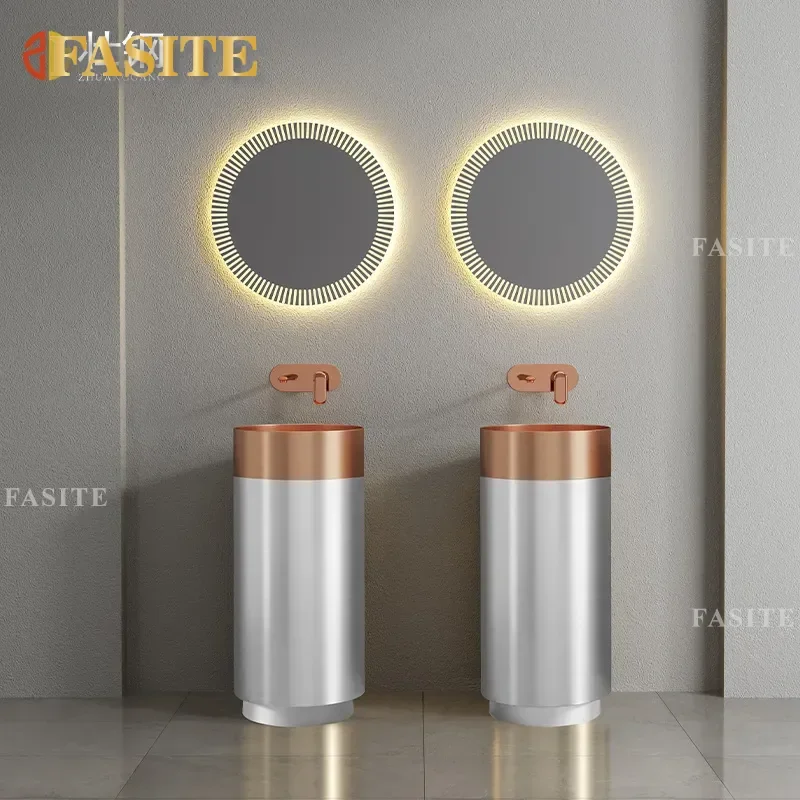 Outdoor Stainless Steel Column Basin Washbasin for Hotel Bathroom Balcony