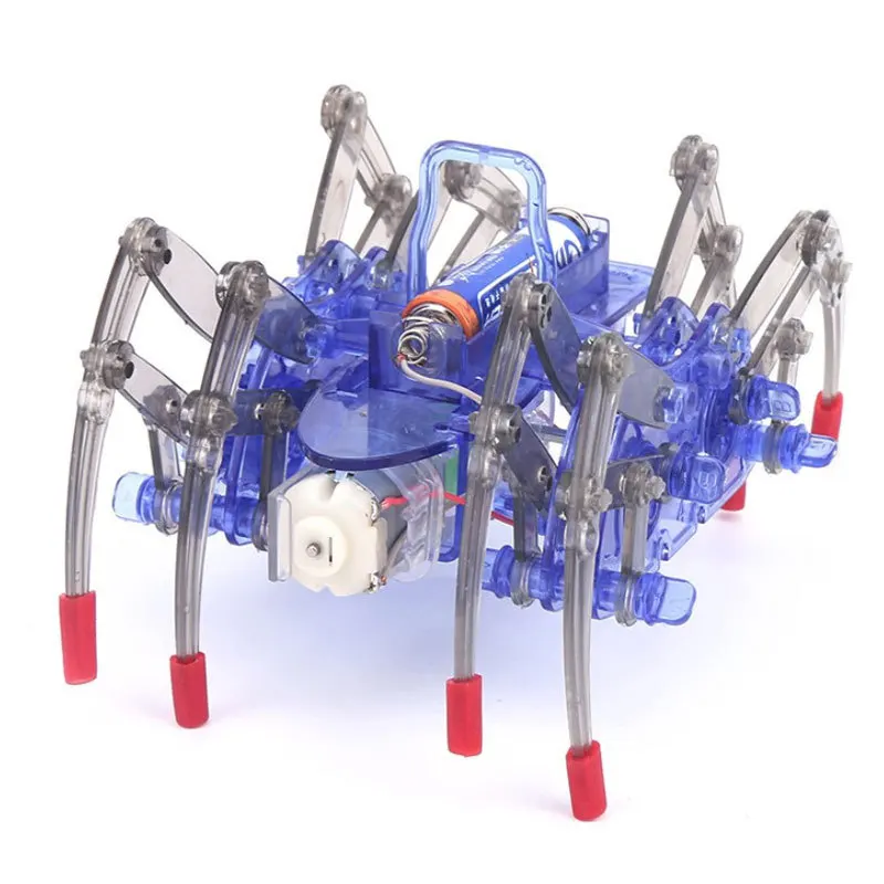 Robot araña DIYSmall, producción de tecnología, juguete de ciencia para gatear eléctrico, Material ensamblado, paquete de caja de Color de regalo