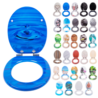 Toilettendeckel mit Soft-Close-Mechanismus Duroplast Fast Fix Schnellbefestigung Toilettensitz mit Motiv Montagematerial Badezim