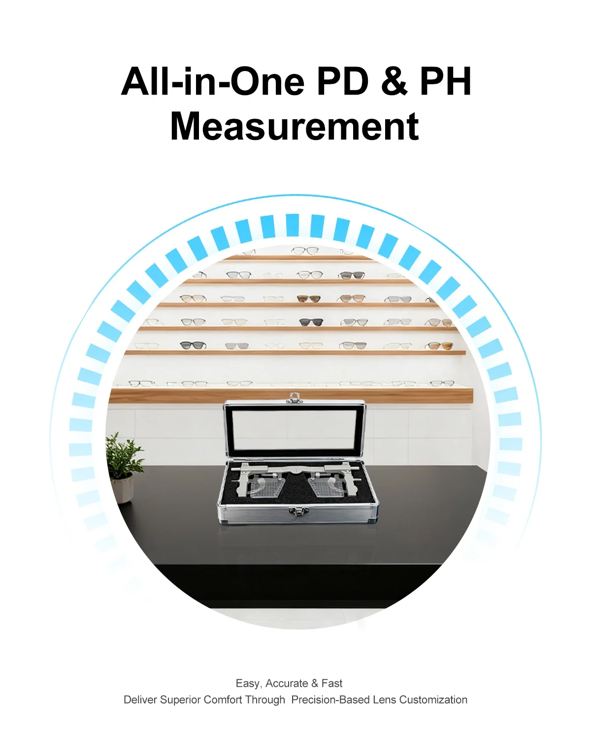 Optical Equipment CE Approved CP-9 PH PD Pupil Height Distance Meter Glasses Ruler Adjustable Pupilometer with Aluminum Box