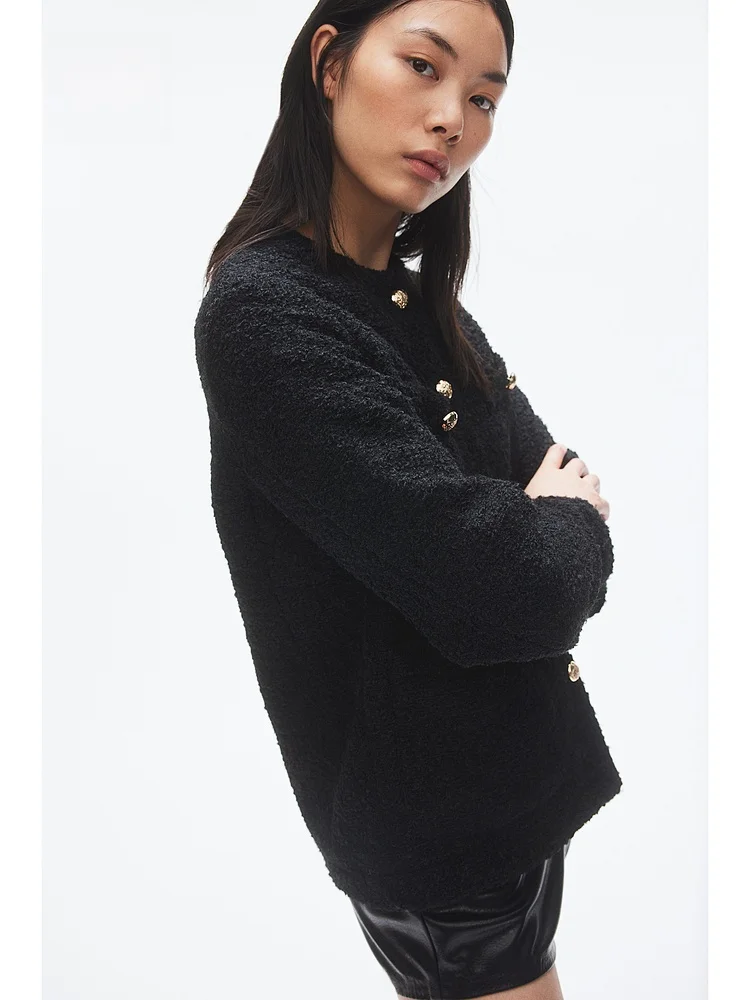 H&M Feminino Slim Fit Tecido Jaet redondo Ne Fce Forrado Botão de Metal Or Casacos 2524 Casaco de Outono Faionable