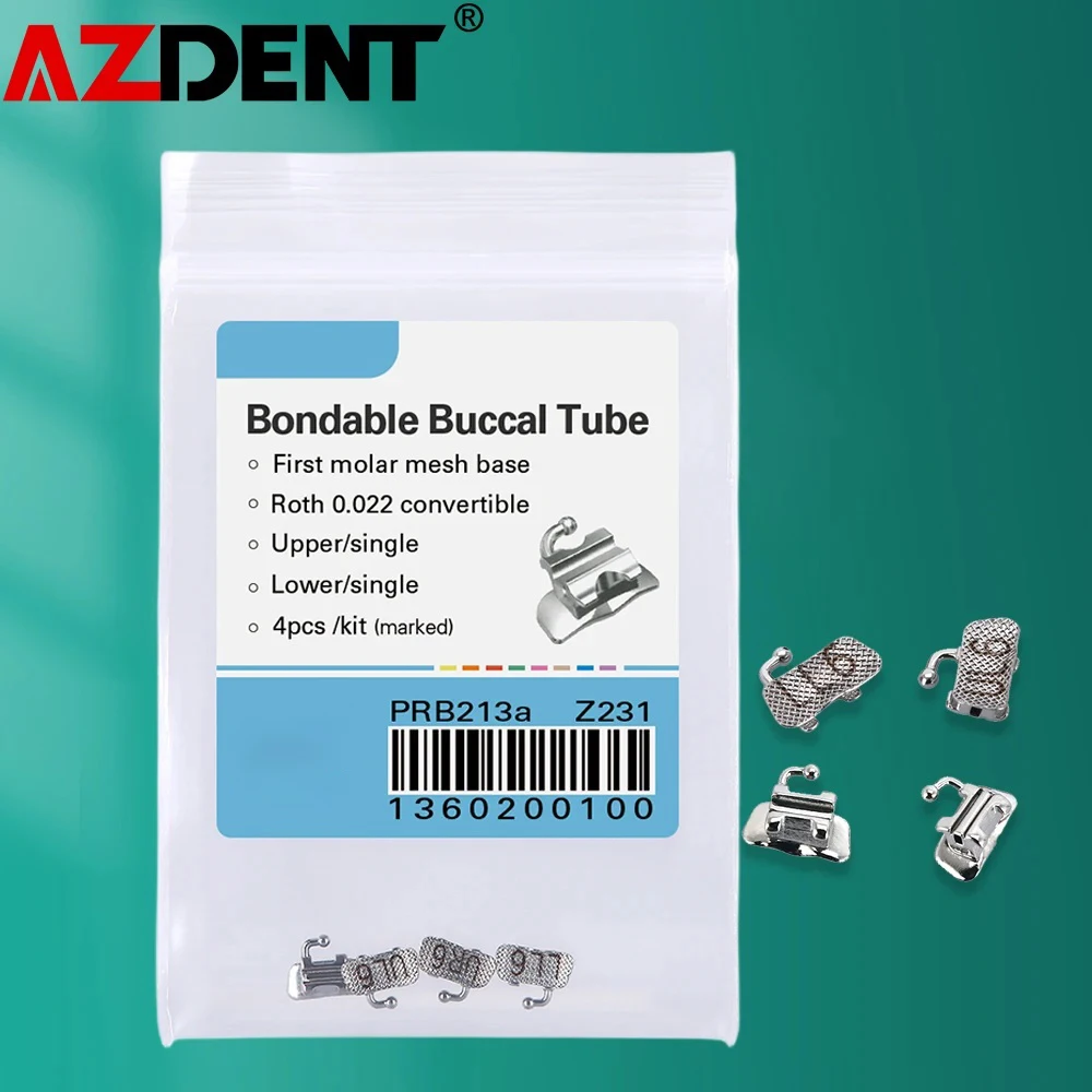 4Pcs/Pack Azdent 1st Molar Bondable Convertible Single MBT / Roth / Edgewise 0.022 Buccal Tube