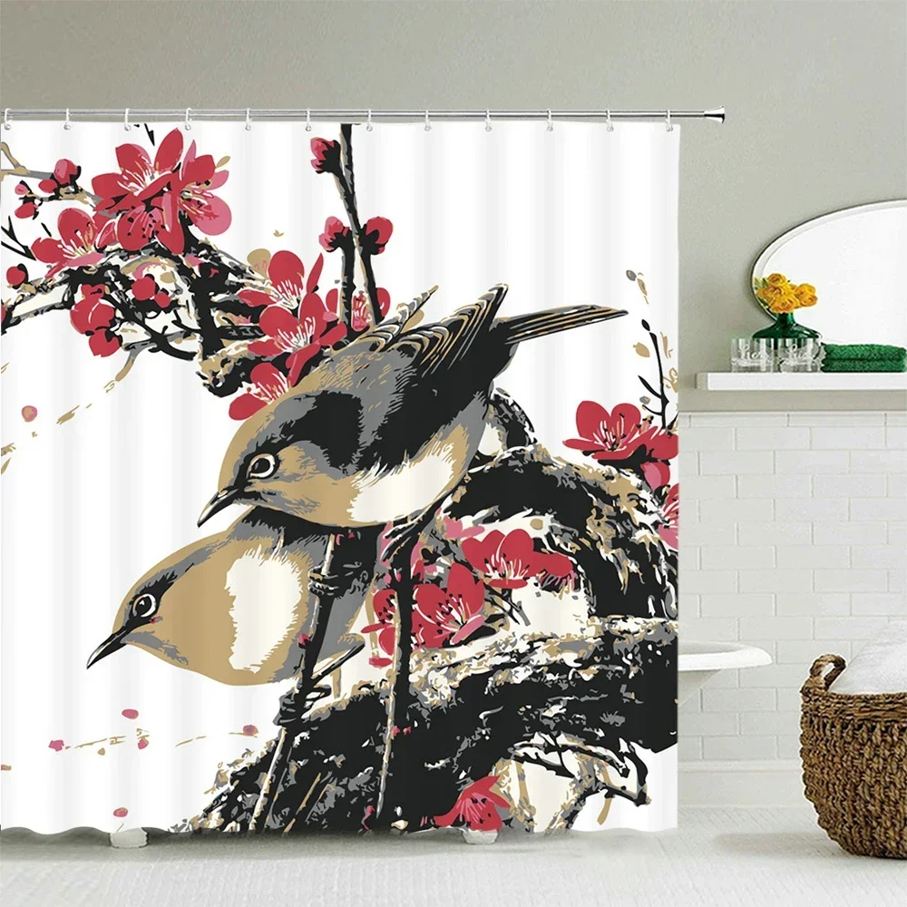 

Digital printing Ink painting Shower Curtain Waterproof Bathroom Curtain High Quality Polyester Fabric Home Decor With 12 Hook
