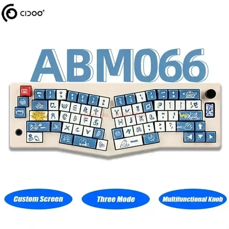 

CIDOO ABM066 Three Mode Alice Custom Screen Mechanical Keyboard Multifunctional Knob RGB Wireless Gaming Keyboard Gasket Via Mac